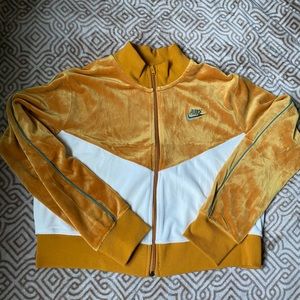 Nike mustard zip up crop top